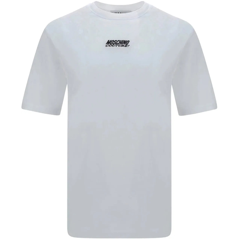 Moschino Legeres Oberteil Moschino Logo Embroidered T-Shirt weiß