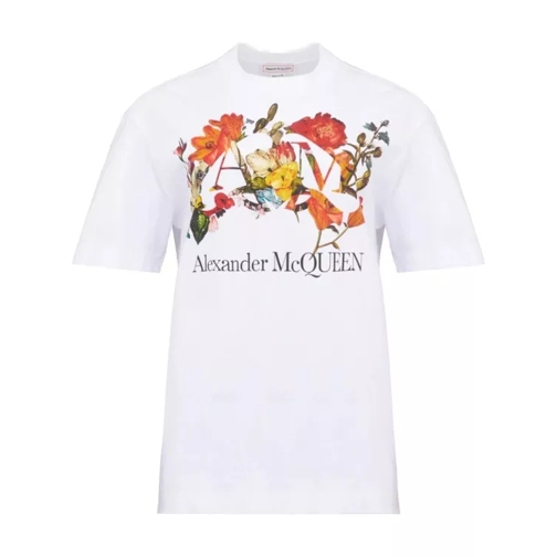 Alexander McQueen Dutch Flower T -Shirt White/Multicolor Logo White 