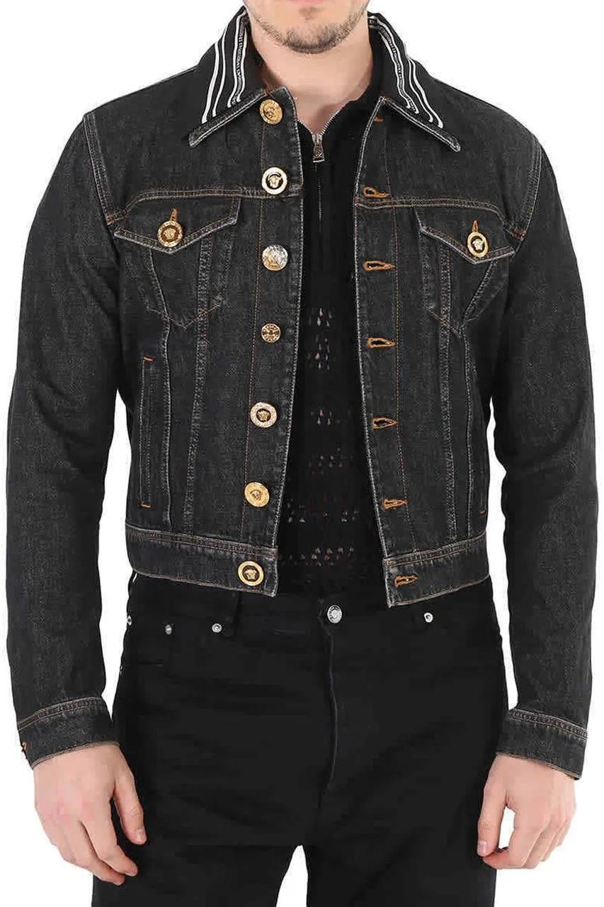 Thumbnail - Versace - Versace Medusa Motif Denim Jacket - Größe 48 - black