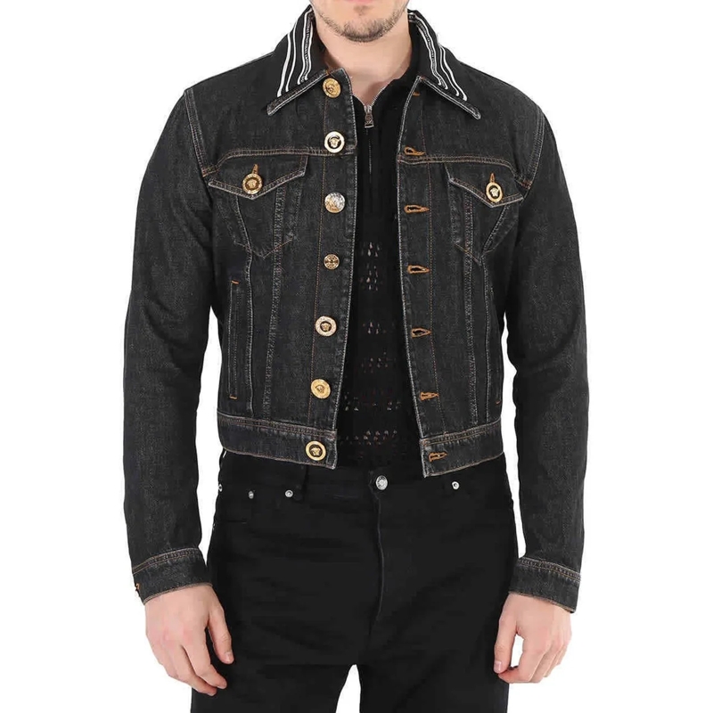 Versace  Versace Medusa Motif Denim Jacket schwarz