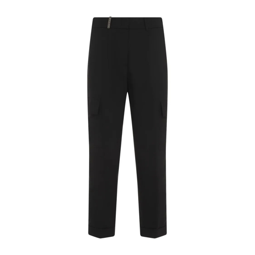 Peserico Cargo Black Wool Pants Black 