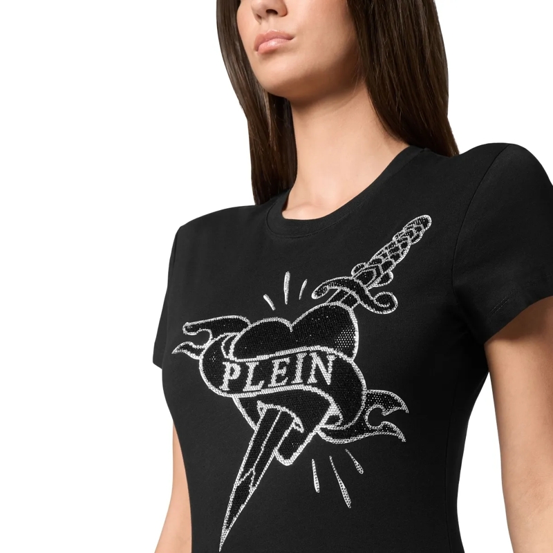 Philipp Plein T-Shirt T-Shirt Slim Fit Love Mit Schmucksteinen schwarz(Image 8)