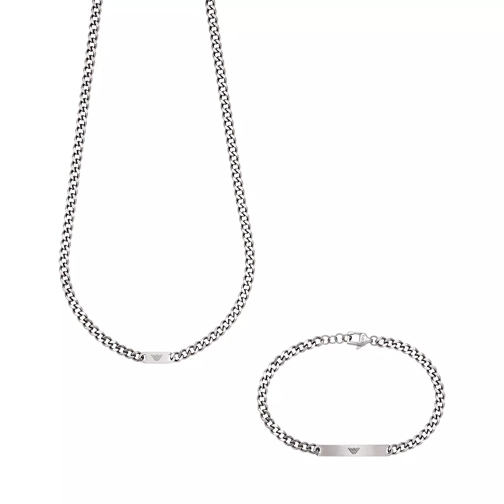 Emporio Armani Stainless Steel Necklace and Bracelet Set Silver Bracelet