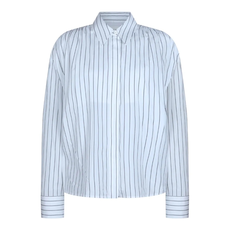 Jil Sander Overhemd White And Blue Cotton Shirts Blue