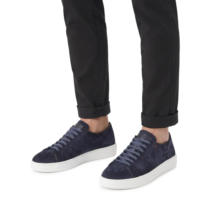 Santoni Schnürschuhe Sneaker aus Leder braun