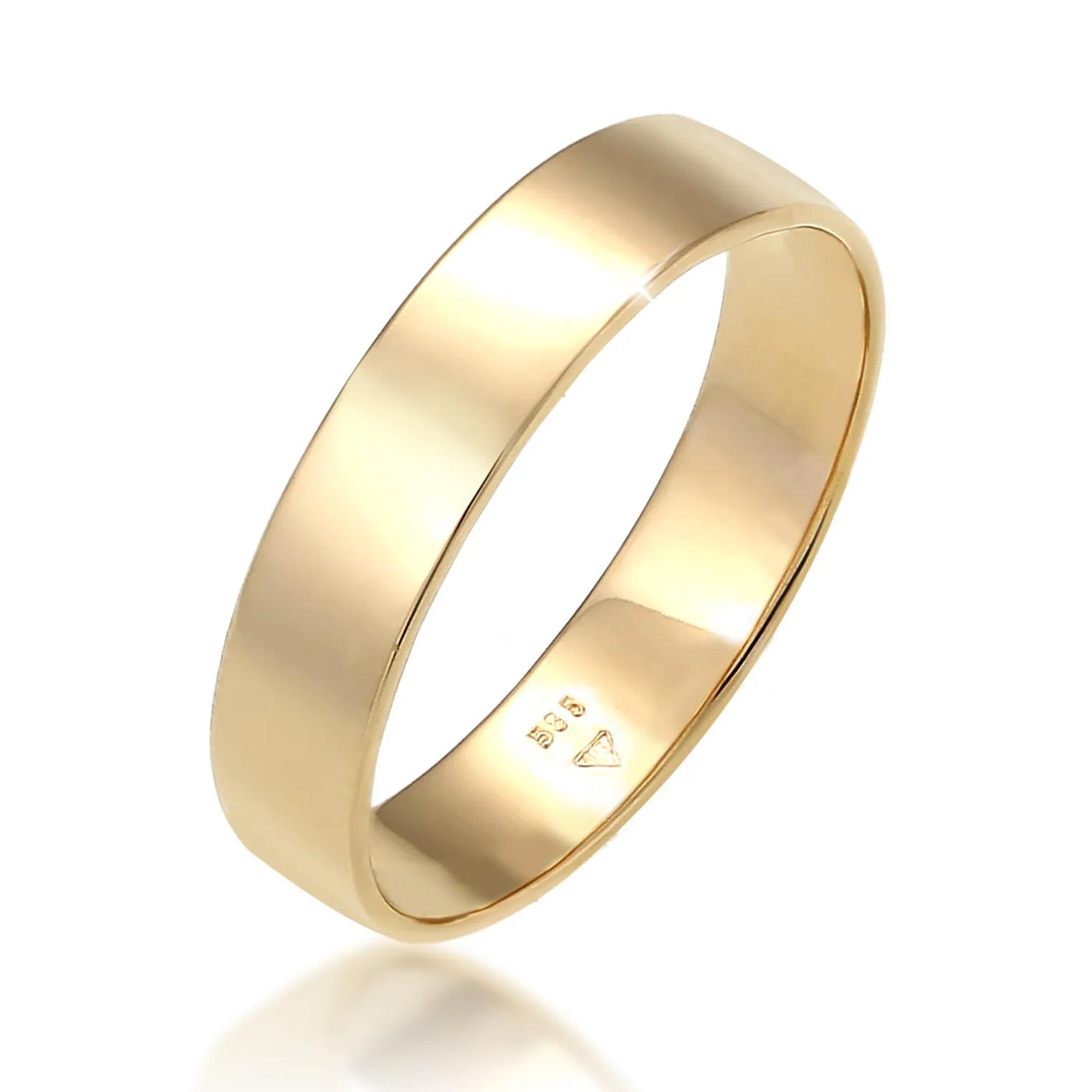 Elli Ringe - Ring Bandring Trauring Basic Hochzeit Paar 585 Gel - Gr. 64 MM - in Gold - für Damen