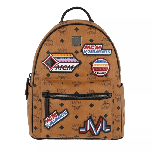 MCM Star Victory Patch Visetos Backpack Small Cognac Rucksack