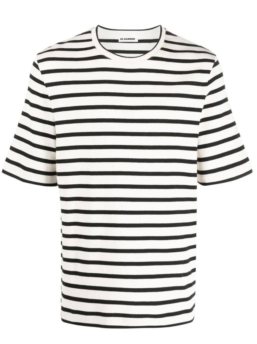 Jil Sander - Striped T-Shirt - Größe L - weiß