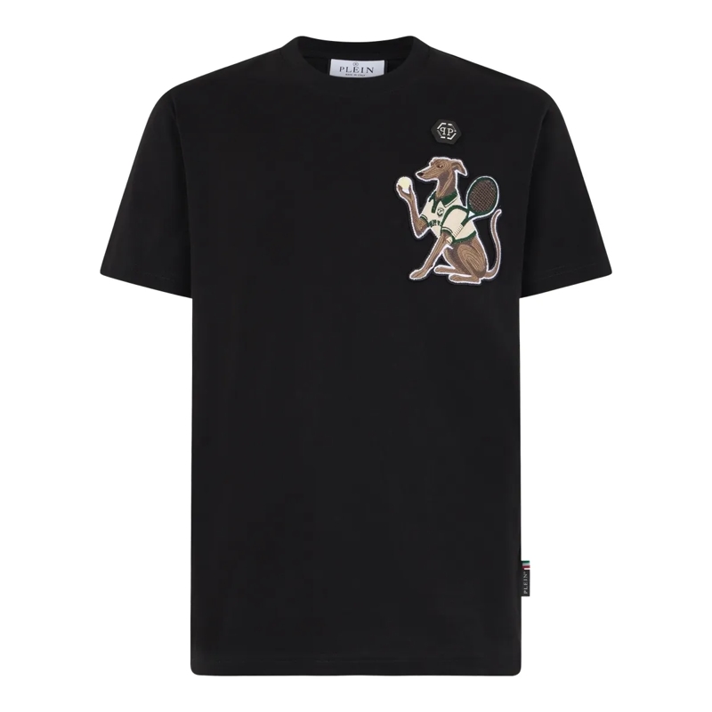Philipp Plein T-Shirt Round Neck T-Shirt Tennis Pet Patch schwarz