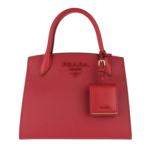 Prada Tote Shoulder Bag Red Rymlig shoppingväska