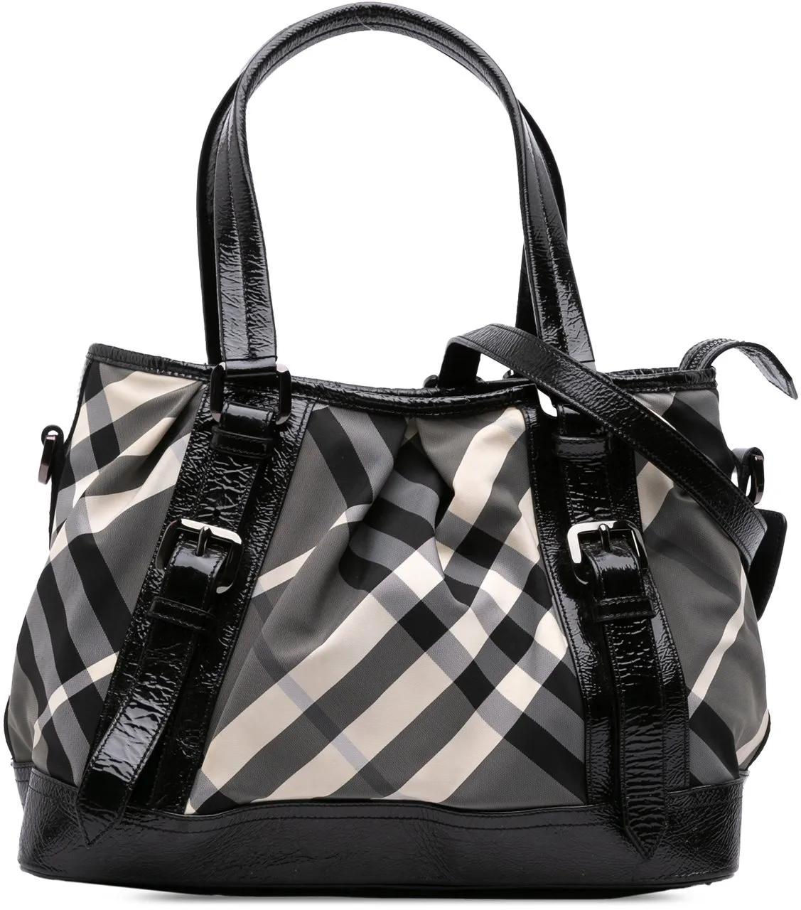 Burberry Hobo Bags - Beat Check Nylon Lowry Satchel - Gr. unisize - in Grau - für Damen