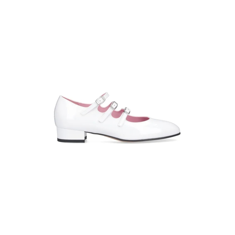 Carel Paris Ballerines Mary Jane Pumps "Ariana" In White Patent Leather White
