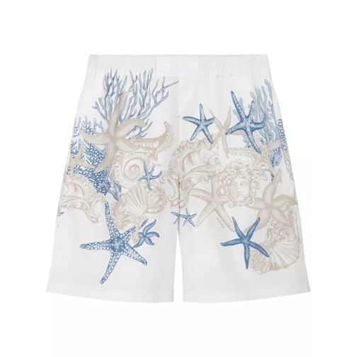 Versace White Barocco Sea-Print Shorts White 