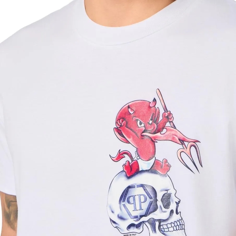 Philipp Plein T-Shirt Round Neck T-Shirt Baby Devil Small weiss(Image 5)