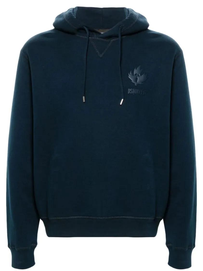 Dsquared2 - Raised-Logo Cotton Hoodie - Größe M - blau