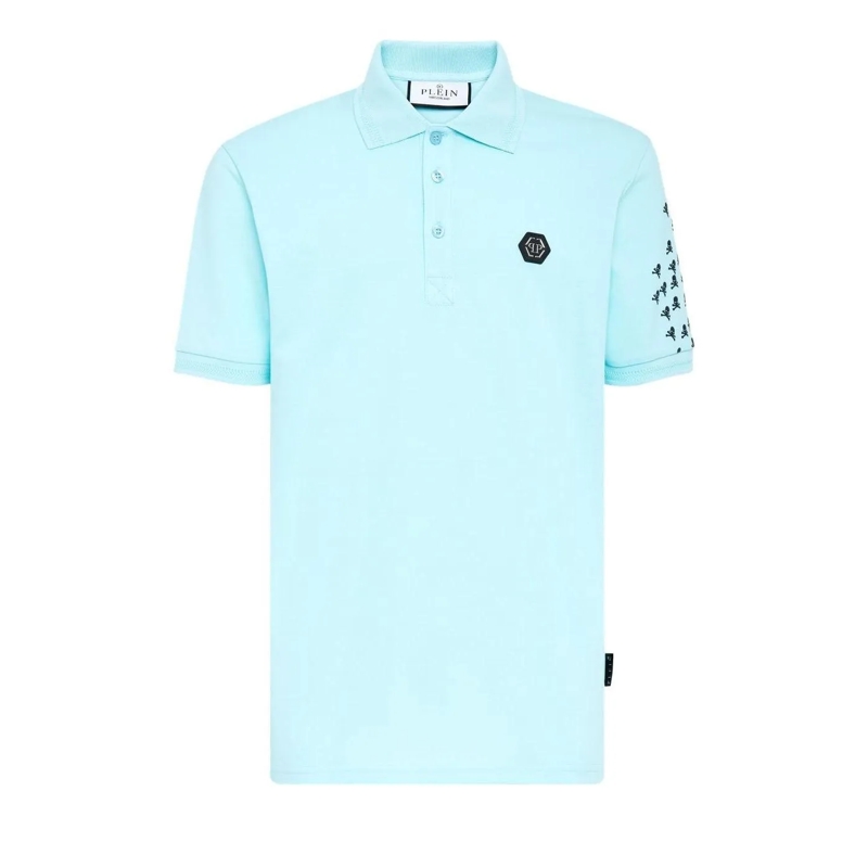 Philipp Plein Poloshirt Poloshirt Skull&Bones hell-blau