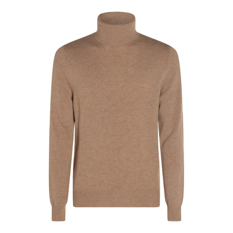 Malo Trui Classic Turtleneck Sweater With Ribbed Details Neutrals