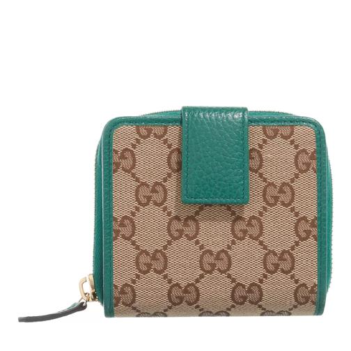 Gucci Zip Bi-Fold Compact Wallet Purse  Green/Beige Tvåveckad plånbok