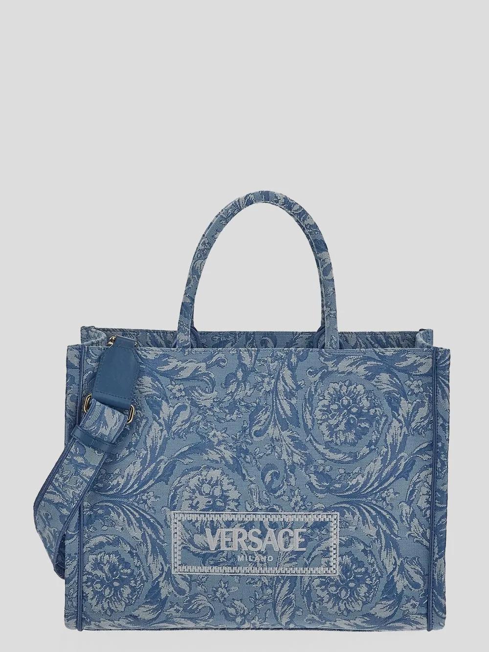 Versace Totes - Large Jacquard Shopper Bag - Canvas - Blue - Gr. unisize - in Blau - für Damen