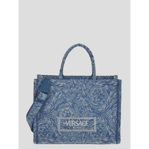 Versace Large Jacquard Shopper Bag - Canvas - Blue Blue Sporta