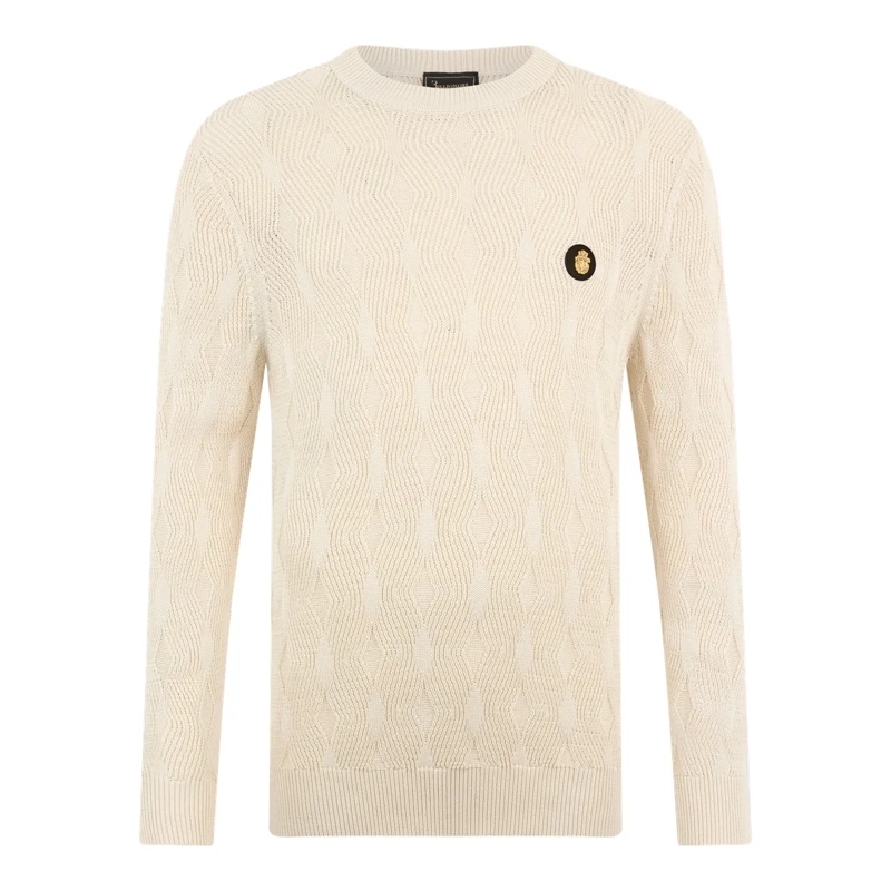 BILLIONAIRE  Wool Silk Roundneck Pullover Braids weiss