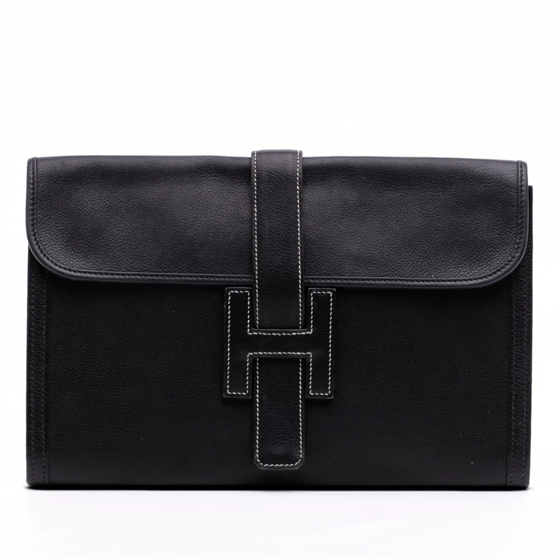 Hermès Pochette Evergrain Jige PM schwarz