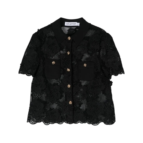 Self Portrait Black Lace Shirt Black Skjortor