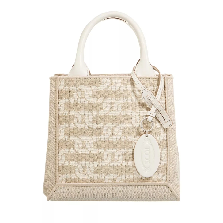 Tod s Shopping Tessuto Piccola Ecru Bian Shopping Bag