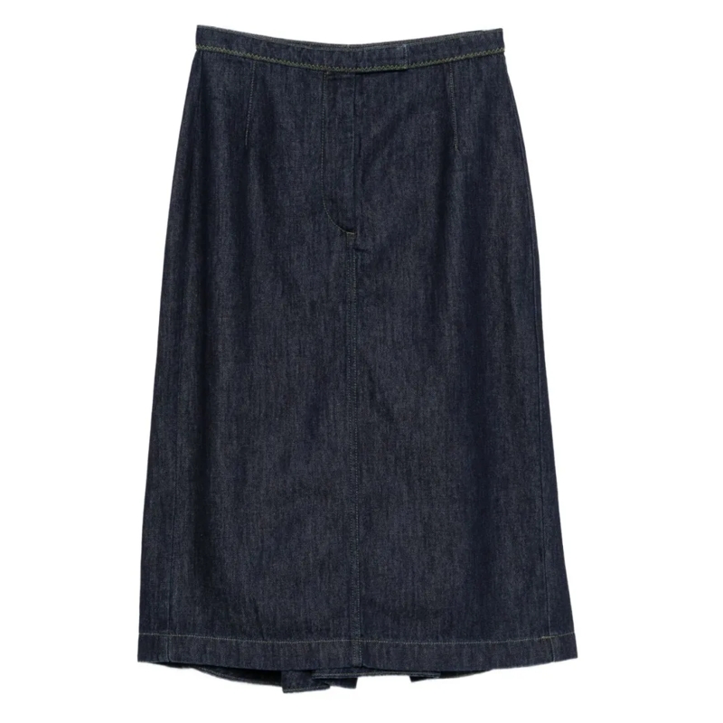 Dries Van Noten Midirok A-Line Dark Denim Midi Skirt Black