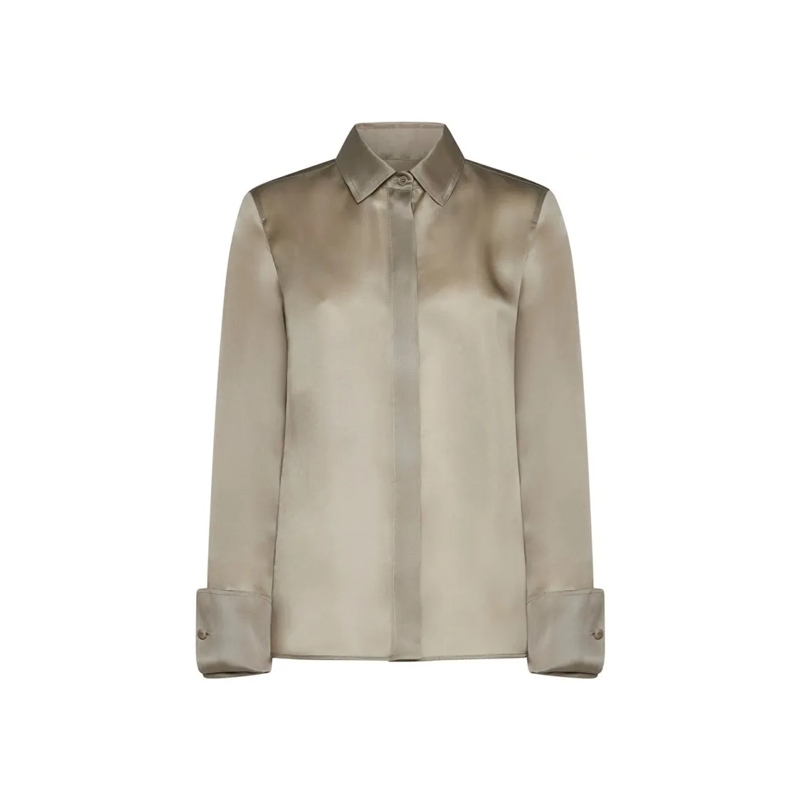 Max Mara Overhemd 'Nola' Silk Shirt Brown