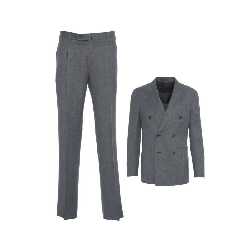The Gigi Combinaison de costume Double-Breasted Blazer And Trousers Set With Mirro Grey