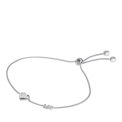 Michael Kors Sterling Silver Pavé Heart Slider Bracelet Silver Armband