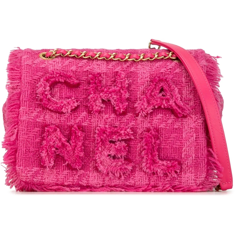 Chanel Schultertasche Wool Tweed Giant Logo Flap rose