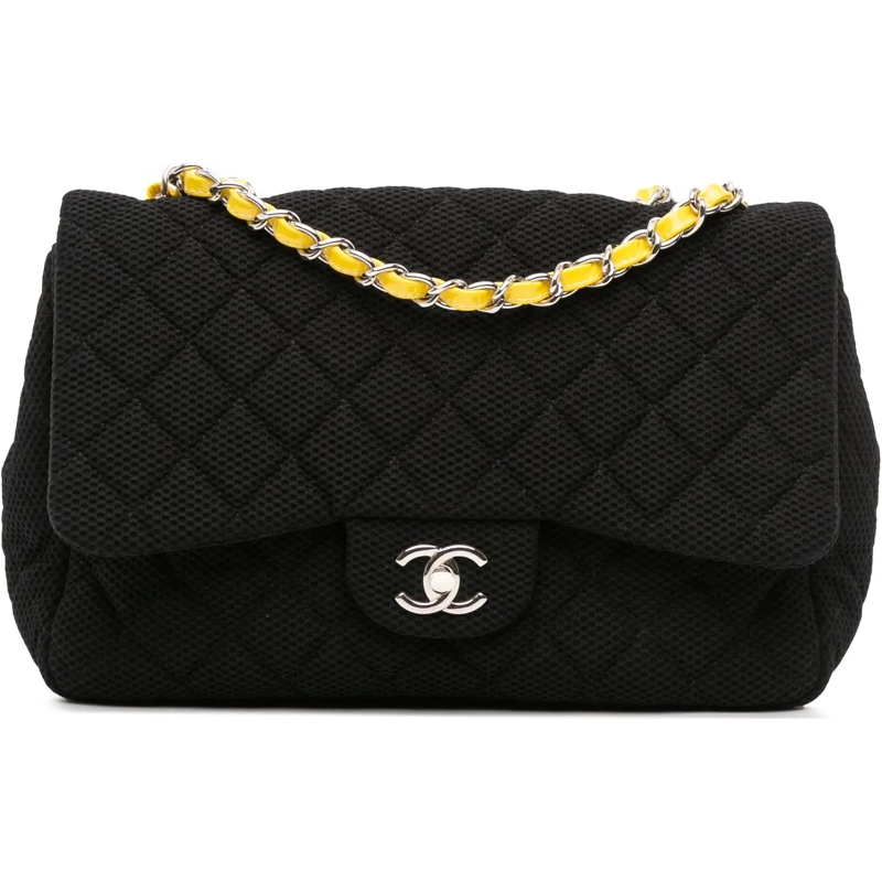 Chanel Sac à bandoulière Jumbo Classic Jersey Single Flap schwarz