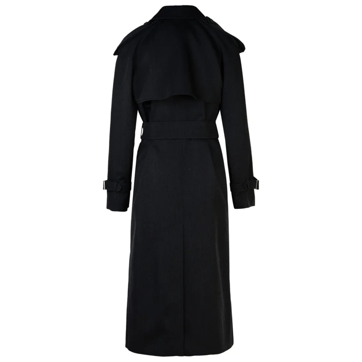 Black winter trench coat on sale