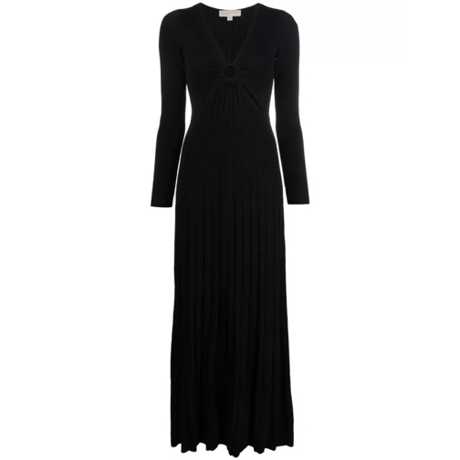 MICHAEL Michael Kors Long Pleated Dress With Ring And Cut-Out Detail In Black 
