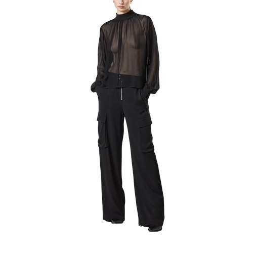 Thom Krom Chemisiers Transparente Bluse mit Rollkragen black black