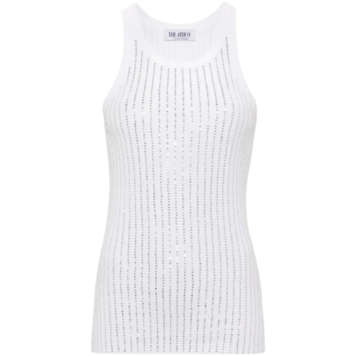 The Attico Blusen Rhinestone-Embellished Cotton Tank Top White