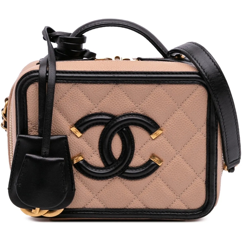 Chanel Sac à bandoulière Small Caviar CC Filigree Vanity Case braun