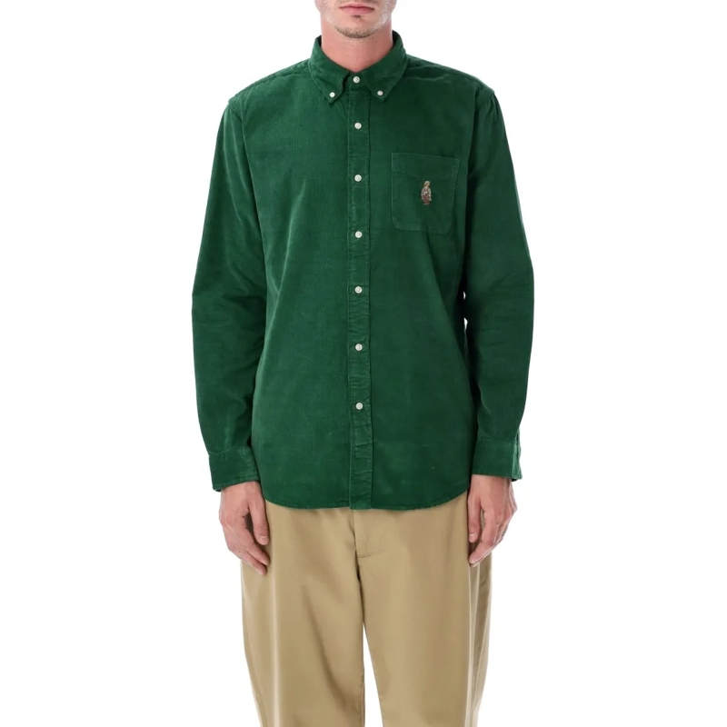 Polo Ralph Lauren Hemd Polo Custom Fit Polo Bear Corduroy Shirt Green
