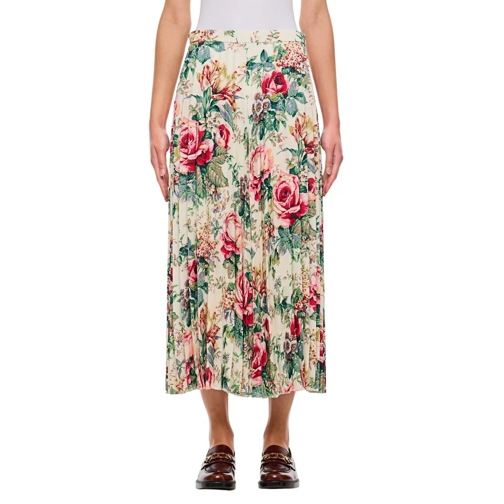 Junya Watanabe Midi Rokken Flower Pattern Printed Pleated Midi Skirt Grey