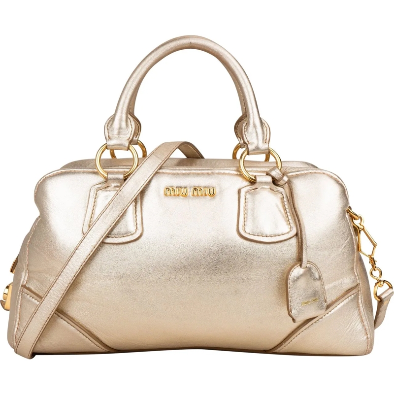 Miu Miu Tote Miu Miu Golden Soft Leather City Handbag gold