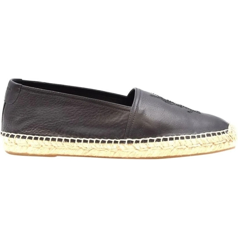 Saint Laurent Espadrilles Espadrillas in pelle a grana schwarz