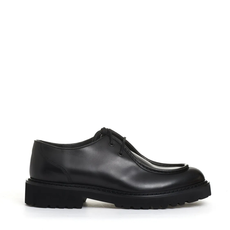 Doucal's Loafer Norwegian Black Leather Tank Bottom White