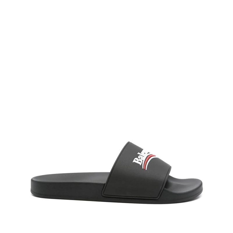 Balenciaga Loafer Contoured Slide Sandals With Bold Logo Black