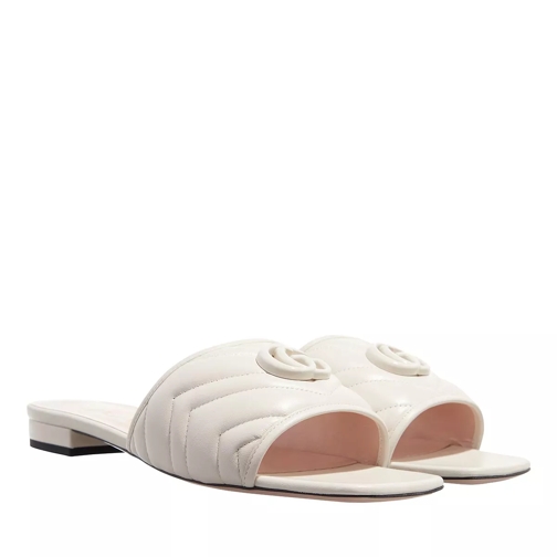 Gucci Womens Slide With Double G In Leather White Slipper