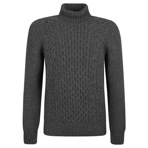 Drumohr Pull Anthracite Cable Knit Sweater Grey