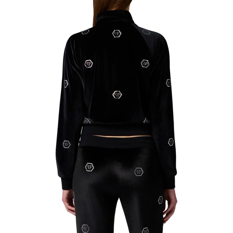 Philipp Plein Blouson Chenille Tracksuit Jacket Mini Monogram Crystal Mo schwarz(Image 2)