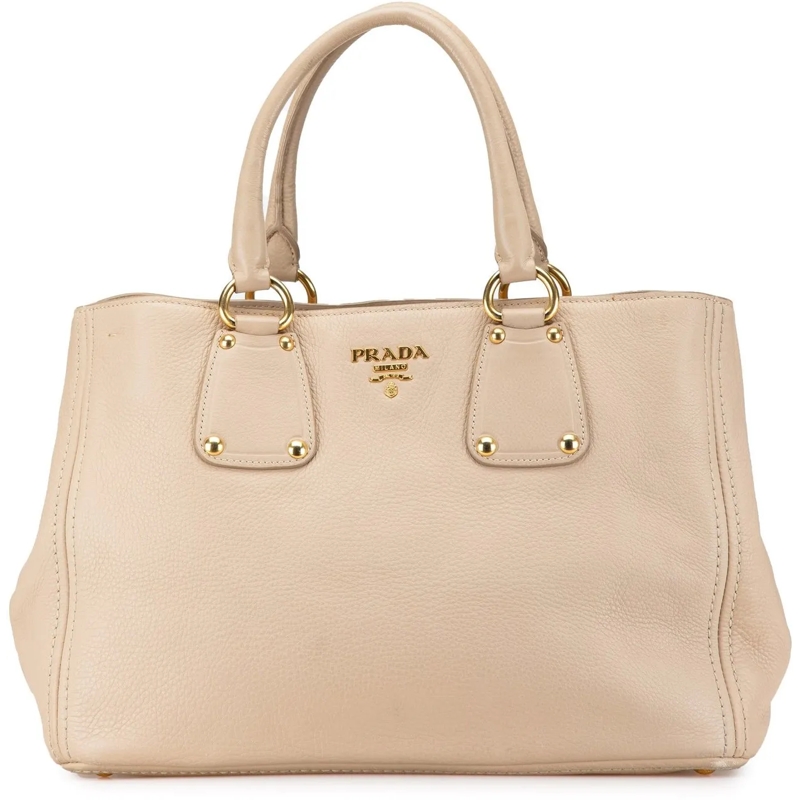 Prada Fourre-tout Vitello Daino Open Convertible Tote braun
