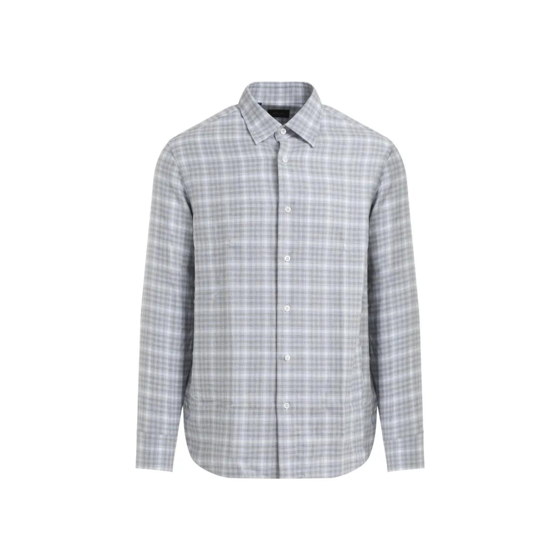 Brioni - Sky Blue Cotton Hidden Shirt - Größe L - blau